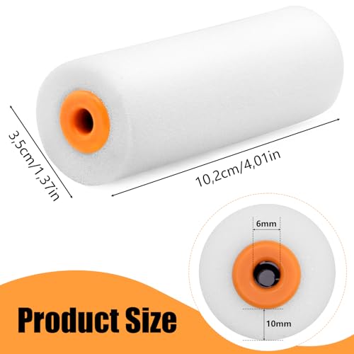 IBOPUXIU 10x Lackierwalze, 10cm Lackrollen für Lacke, Superfein Lackierrolle Bügelseitig Gerundet, Schaumstoffrolle für Glanzlack