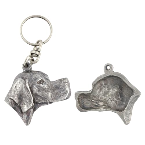 Art-Dog Niedlicher Hundeschlüsselanhänger - Exklusive Kollektion English Pointer - Englischer Pointer Schlüsselanhänger Hund - Versilberte Keyring mit 2,5 Schloss - 4,5x5x10cm