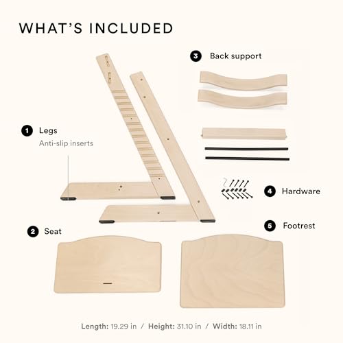 Image of Stokke Tripp Trapp Chair, Adjustable Wooden High Chair, Hazy Grey | Convertible Chair for Toddlers, Children & Adults, Convenient, Comfortable & Ergonomic, Classic Design, Fits at Dining Table