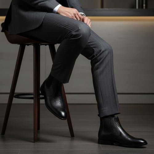 Image of HAYES LONDON Chelsea Boots For Man | Genuine Leather High-Top Slip-On Shoes | Comfortable Formal Shoes for Men | Stylish Office, Party & Casual Wear Fashion Boots