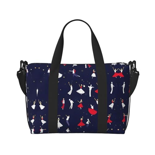 Ballroom Dance Pattern print Gym Bag for Women,Carry on Weekender Overnight Duffle Bag,Personal Item Tote Bag2