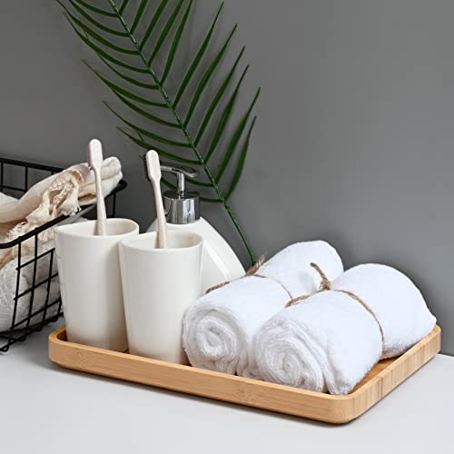 Bamboo Tray, Bathroom Counter Tray Organizer, Vanity Trays For Bathroom Home And Kitchen Serving Decorating Organizing, 12 X 8 X 1 In #TOP3