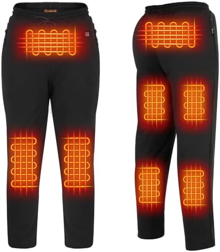FERNIDA Heated Pants for Men Motorcycle Electric Heating Pants Cold Resistant Fleece Heated Trousers for Winter Warming Black