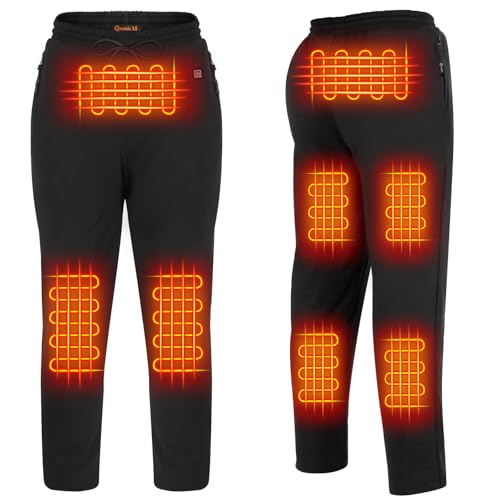 FERNIDA Men's Heated Pants Winter Electric Trouser Battery Powered Heating Track Pants for Outdoor Hiking Fishing Hunting, XX-Large Black