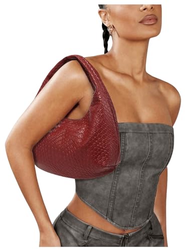 Floerns Women's Vintage Leather Tote Shoulder Handbag Top Handle Hobo Bag3