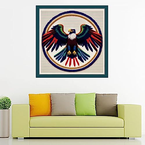 Image of Joyhoor Cross Stitch Kits for Beginners Stamped Cross-Stitch Supplies Needlework preprint Embroidery Kits for Adults DIY Needlepoint Kits Embroidery Patterns 11CT-Colorful Eagle 17.7x17.7 inch