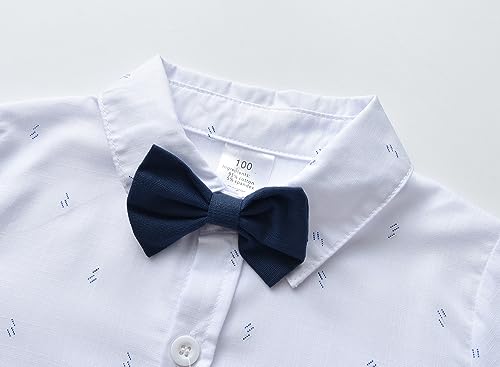 Image of Boarnseorl Baby Boys Pants Sets, Infant Long Sleeve Shirt + Pants + Bow Tie + Suspenders Outfits