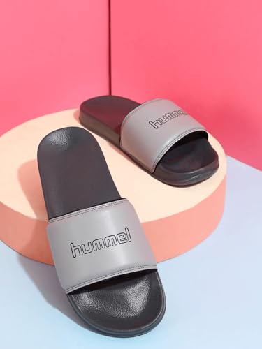 Image of hummel CHUNK MEN SLIDERS Comfortable Cushioned Sole Arch Support Durable Lightweight Flexible Trendy Style Flip flops and Slippers Slides for Men Daily use Chappal