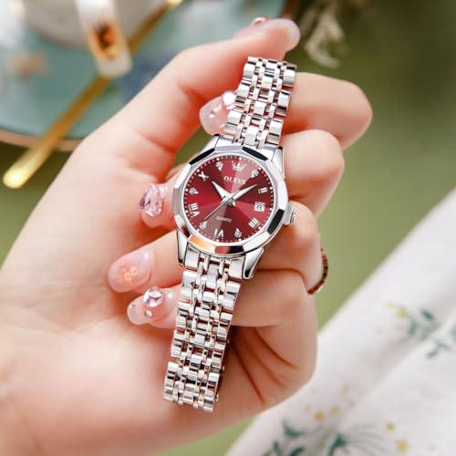 Image of OLEVS Womens Watch Fashion Dress Diamond Female Watches for Ladies Analog Stainless Steel Waterproof Luminous Day Date Two Tone Wristwatch