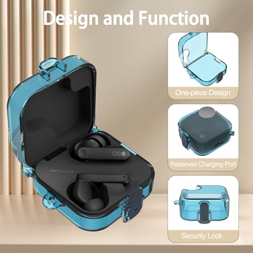Image of [Secure Lock] Clear Case for CMF Buds Pro 2 Case Cover, Soft TPU Protective Earbuds Case, Only Compatible with CMF Buds Pro 2, Headphones Case with Carabiner Accessories Set(Clear Blue)