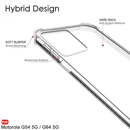 Image of TheGiftKart Crystal Clear Back Cover Case for Motorola Moto G54 5G / G64 5G | 360 Degree Protection | Shock Proof Design | Transparent Back Case for Moto G54 5G / G64 5G (PC & TPU, Transparent Bumper)