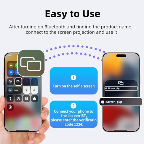 Image of Magnetic Phone Vlog Selfie Monitor Screen,Back Camera Selfie Monitor,1080P Wireless Recording,for Selfie Vlog Live Broadcast,Compatible with iPhone and Android System(Black)