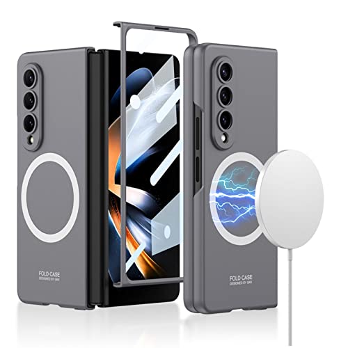 Étui Samsung Galaxy Z Fold 4 coque ultra-fine grise premium antichoc à fermeture magnétique