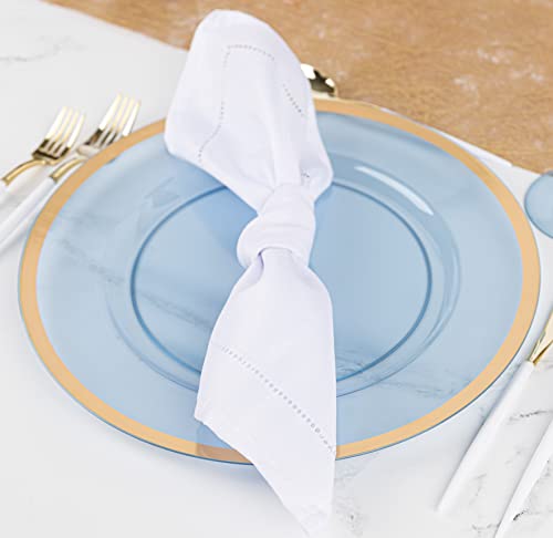 PARTY BARGAINS 13-Inch Charger Plates, 96 Pack, Transparent Blue Gold Rim, Disposable Heavy Duty Plastic Dinner Chargers, Durable Charger for Dinner Plates, Perfect for Weddings, Formal Events - Thumbnail 4