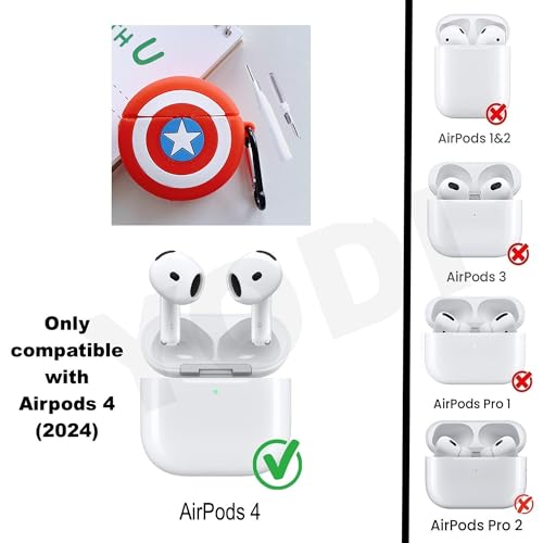 Image of YODI Case Cover for Airpods Pro|Pro 2|Airpods Pro 3|Airpods 4 Pouch, Silicone Cases with Cleaner Kit 360 Drop Protection,Shock-Resistant ((C-America), Airpods 4)