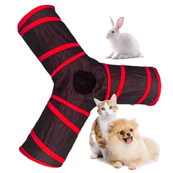 Dog Trust 3 Way Pet Tunnel Toy - Cat Kitten Dog Rabbits Cat Interactive Toy, Foldable Pet Cat Toy with Ball Tunnel (Red) (B0BHLW1D87) Amazon Price History, Amazon Price Tracker