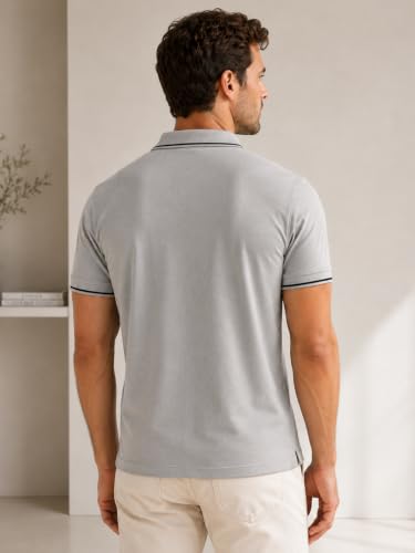 Image of Lux Cozi Men's T-Shirt with Chest Pocket | Polo T-Shirt for Man | Plain Casual Stylish | Half Sleeve| Cotton Blend Collar Polo T-Shirts for Men