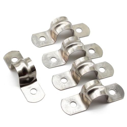 Lamvbls 50 PCS M10 0.39 inch Two Hole U Tube Strap Clamp, Stainless Steel U Clamp bracket Pipe Clamp