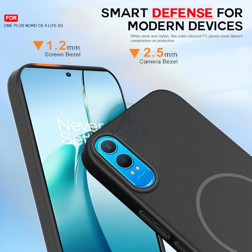 Image of AESTMO Shockproof Back Case Cover for OnePlus Nord CE 4 Lite 5G | Slim Hard Shell | Hard Back Cover for OnePlus Nord CE 4 Lite 5G (Compatible with MagSafe Accessories, Black)