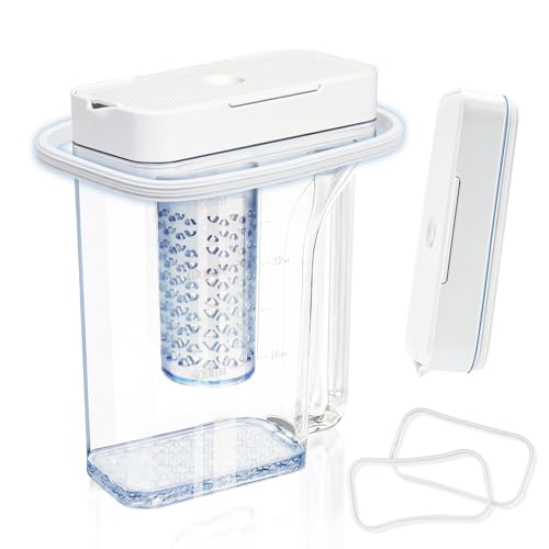 Upgraded DA97-17395A Water Pitcher Reservoir Replacement Samsung Refrigerator Door Water Pitcher for RF23M8570SR RF23M8090SR RF23M8070SR Leak-Resistant Autofill Jug Container with 2 Sealing Rings