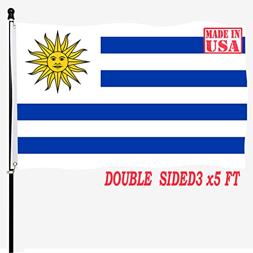 Tnpun Uruguay Flag 3X5 Outdoor Double Sided Uruguayan National Flags Vivid Color Heavy Duty 210D Nylon Cloth National Country Flags With 2 Brass Grommets 4 Rows Of Stitches #TOP2