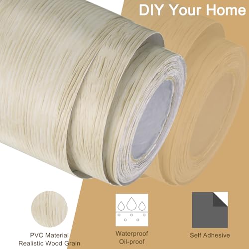 Image of uxcell Wood Grain Tape, 5.9 inch x33 Ft Self Adhesive Wood Grain Repair Patch for Baseboards, Doors, Floor Repair, Furniture Home Decor White Maple