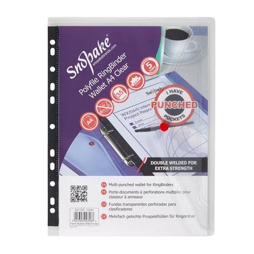 Snopake Polyfile Ring Binder Wallet Polypropylene A4 Clear Ref 12566 [Pack 5] + Free Finchley Refill Pen