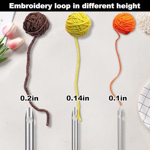 Image of 5Pcs Punch Needle Tool with Wooden Handle, Punch Needle Threader, Punchs Needles Fabric - Perfect Embroidery Kit for Beginners and DIY Craft Stitching