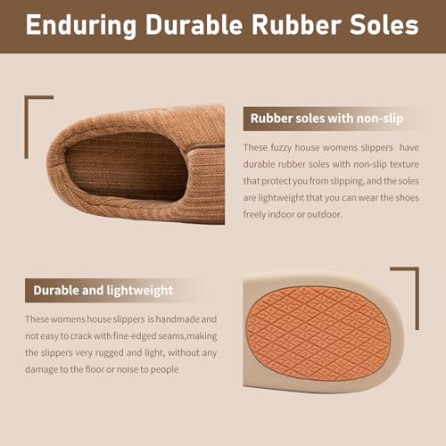 Women's and Men's Knit Memory Foam Slippers Ultra-Soft plush lining House Warm Bedroom Shoes with Anti-slip Sole for Indoor & Outdoor4