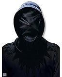 vollständig schwarze Geistermaske mit von innen durchsichtigem Visier aus Netzgewebe
