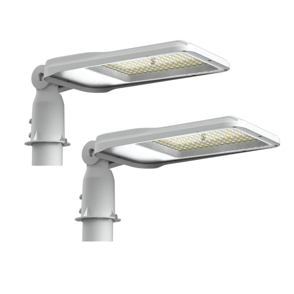 LUXULA LED Straßenlaterne 100W 2 Stück, 12000 Lumen, 4000K neutralweiß, IP65 Außenleuchte, Mast- & Wandmontage Ø48–60mm, LED Straßenbeleuchtung außen für Wege, Parkplätze, Außenbereich