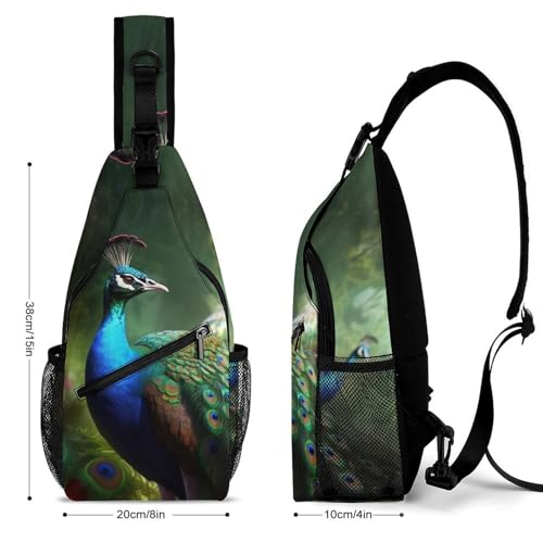 Bolso bandolera colorido Pavo real para senderismo y uso diario miniatura 2