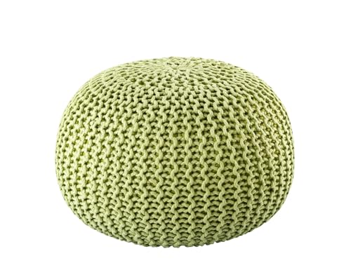 kreatives Wohnen Pouf Premium ø45cm Sitzhocker Strickpouf Innen Terrasse Pool Garten nachhaltig apfelgrün - Lettuce Green