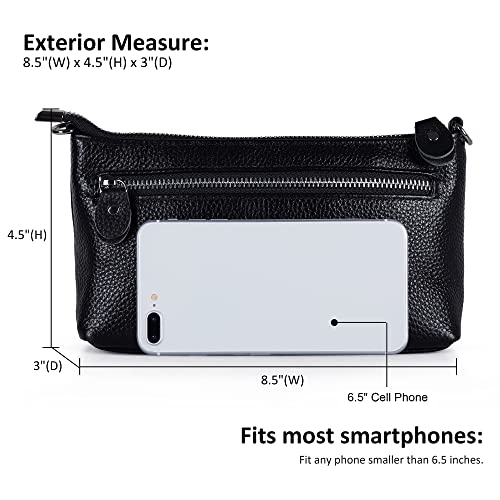 Image of befen Genuine Leather Wristlet Clutch Wallet Purses Small Crossbody Bags for Women with RFID Blocking Card Slots