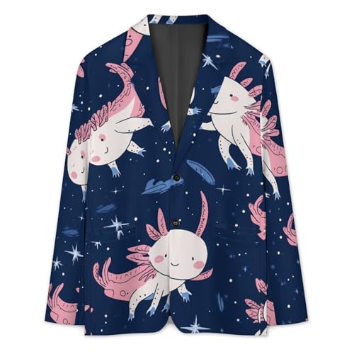 Cute Axolotl Men's Slim Suit Long-Sleeve Prom Tuxedo Classic Two Button Business Jacket3