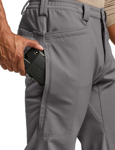 Image of CQR CLSX Men's Softshell Fleece Lined Winter Hiking Pants, Water Resistant Insulated Thermal, Outdoor Tactical Warm Snow Ski Pants, Recon Zen Grey, 38W x 32L