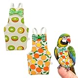 MIRKUZI Windeln für Vögel, 2-teiliges Papageien-Vogelkleidungsset/Vogelwindeln - Wiederverwendbar, weich, verstellbar, geeignet für Papageien und Tauben (Grün, Orange)