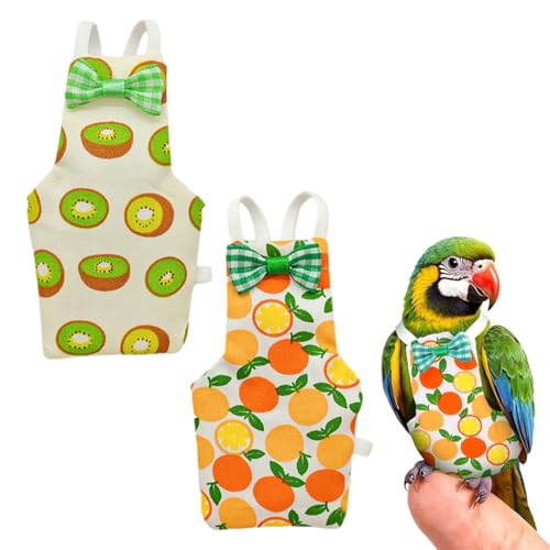 MIRKUZI Pañales para pájaros, Pañales/ropa de dos piezas para loros: reutilizables, suaves, ajustables y adecuados para loros y palomas (verde, naranja)