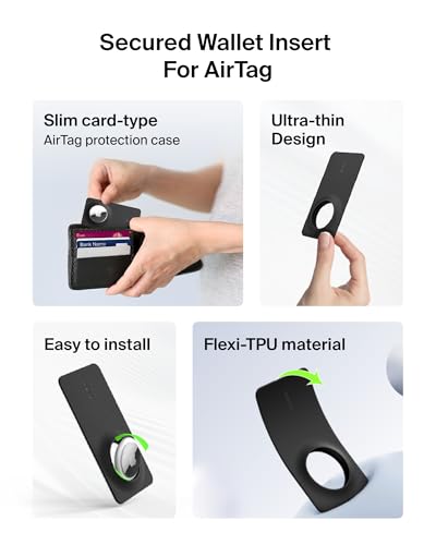 Belkin Apple AirTag Secure Wallet Insert - Thin Wallet Holder - Ultra Slim & Flexible Credit Card Size Insert for Purse, Handbag, Pocket, Backpack - Accessories for Apple AirTag - Black2