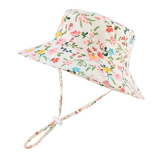 Image of Peecabe Summer Baby Sun Hat for Boys Girls UPF 50+ Wide Brim Toddle Bucket Hat Adjustable Baby Beach Cap 0-8 Years
