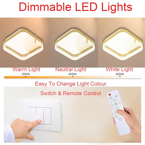 Plafonnier LED dimmable marron rond avec télécommande pour salon - 2