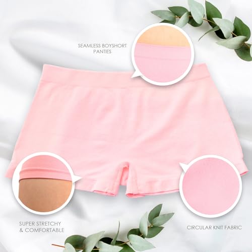Image of Alyce Ives Intimates Boyshort Panties for Women, Pack of 7, Seamless and No Show Under Clothing, Standard & Plus Sizes