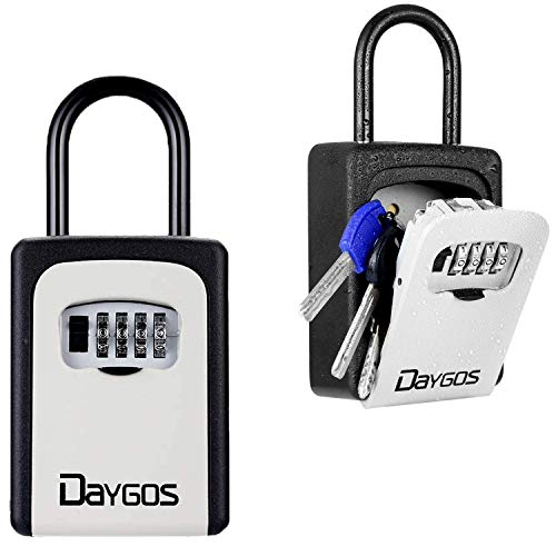 Key Lock Box for Outside - Wall Mounted Key Safe Box for House Keys Weatherproof 4-Digit Combination Lockbox for Home,Office,Hotel,Airbnb,School Spare Keys(6 Keys Capacity)