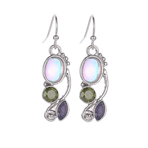 GloryMM Water Drop Earrings Rotating Artificial Crystal Earrings Creative Hollow Out Teardrop Dangle Fish Hook Earring,Ancient Silver