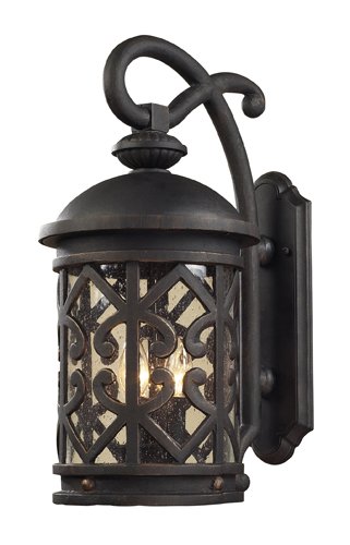 Artistic Lighting 42061/2 2-Light Outdoor Sconce In Weathered Charcoal And Clear Seeded Glass