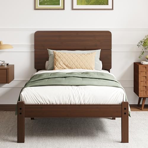 14in Bamboo Twin XL Bed Frame with Headboard