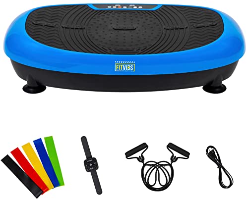 Fitvids Vibration Plate Exercise Machine Workout Vibration Fitness Platform with Resistance Loops and Resistance Band, 2D