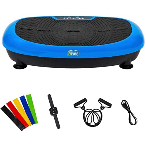 Signature Fitness Vibration Plate Exercise Machine Workout Vibration Fitness Platform with Resistance Loops and Resistance Band, 2D