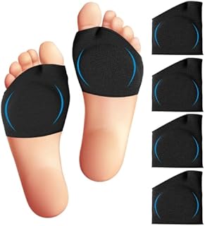 Metatarsal Sleeve with Gel Pads - 4 Pieces / 2 Pairs - Ball of Foot Pain Relief - Soft Gel Inside - Help Metatarsalgia, Mortons, Neuroma, Calluses Blisters, Diabetic Feet - for Women, Men (Black)