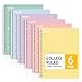 SUNEE Spiral Notebooks, 6 Pack, 1-Subject, College Ruled Paper, 8" x 10-1/2", 70 Sheets per Notebook, Assorted Pastel Colors Spiral Notebooks for School